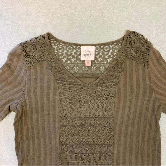 Knox Rose Olive Green Long Sleeve Crochet Blouse - Picture 6 of 16